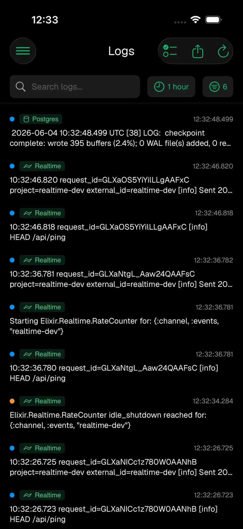 Supanator monitoring screen